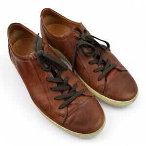 Ecco Soft 7 Shoes Lace Up‎ Sneaker Size US 10-10.5 EU 44 Cognac Brown Leather